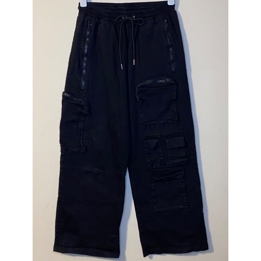 HOT & DELICIOUS WOMEN'S CARGO GOTH BLACK PANTS SIZE L